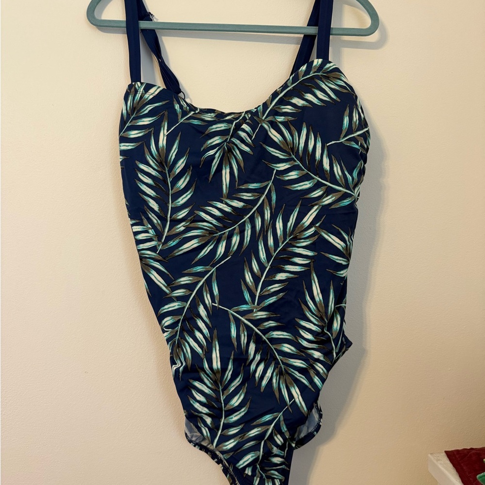 Tropical Leaf Print One Piece Swimsuit